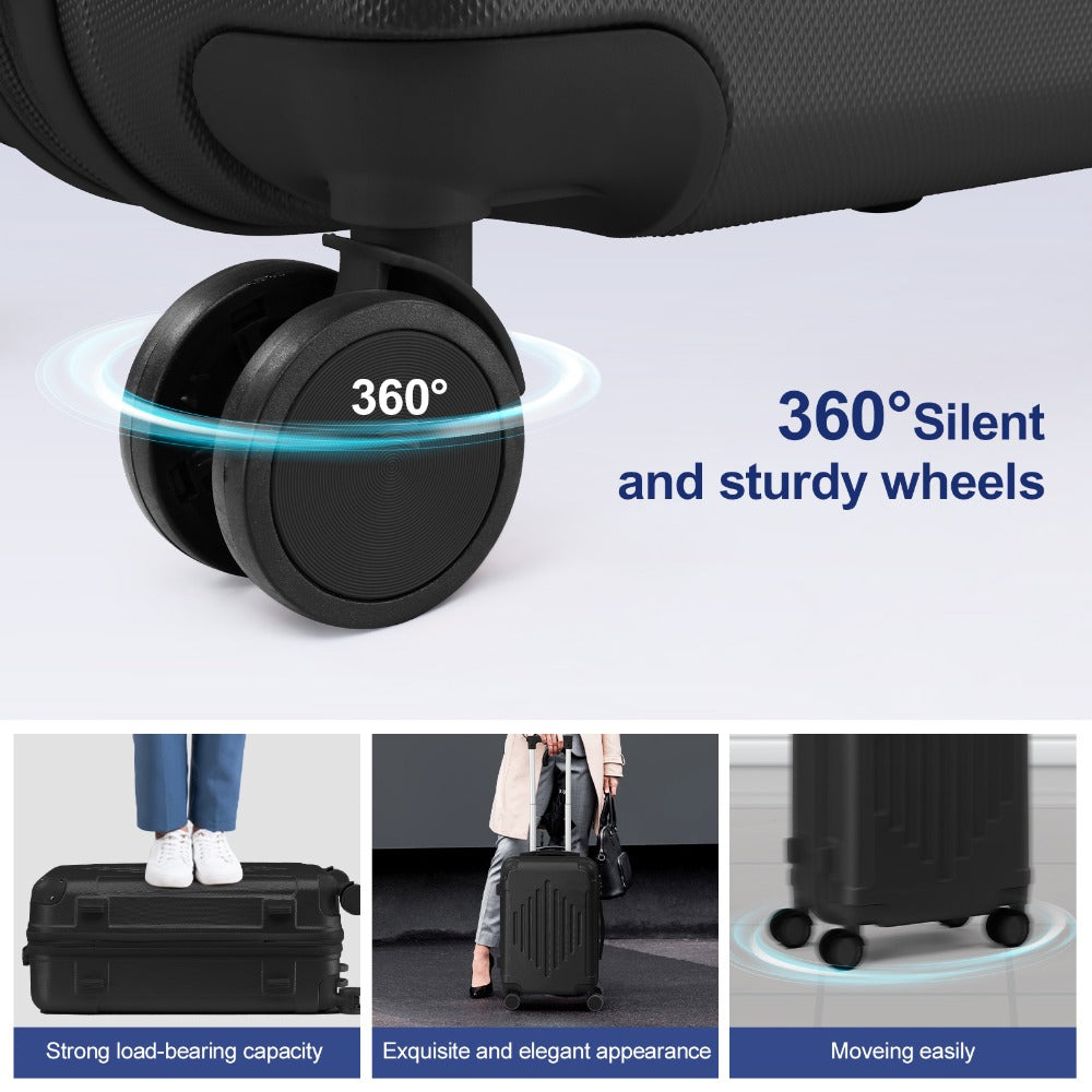 5pcs Luggage with Corner Protectors, 12/ 16/ 20/ 24/ 28-Inch, Durable Hard Shell, 360 Spinner Wheels, with TSA Lock, Multifunctional Large Capacity, Lightweight Travel Suitcase