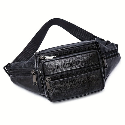 High Quality Genuine Faux Leather Waist Bag - Adjustable Shoulder Straps, Soft Cowhide Crossbody Bag, Suitable for Daily Commuting And Outdoor Running Sports