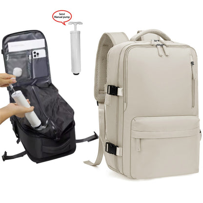 Vacuum Compression Backpack (with Air Pump) Travel Rucksack, Large Capacity and Durable for Business Trips, Hiking and Camping