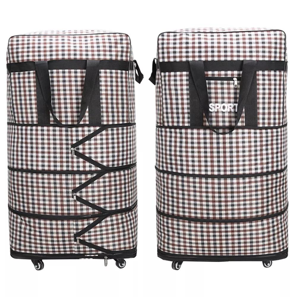 32'' Expandable Rolling Wheeled Duffle Bag Spinner Suitcase Foldable Luggage Expandable Black Blue Green Lattice