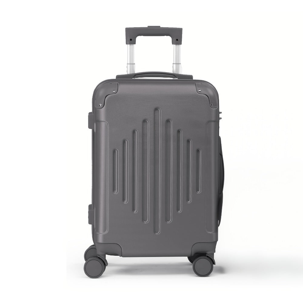 1/2/ 3/ 4/ 5pcs Trolley Case with 2 Wrapped Corners Stripe ABS Trolley Case Iron Trolley, with 12/ 16/ 20/ 24/ 28Inch Sizes, Durable And Fashionable, with TSA Lock, Lightweight Travel Suitcases Ideal for Frequent Travelers And Long Journey, Business
