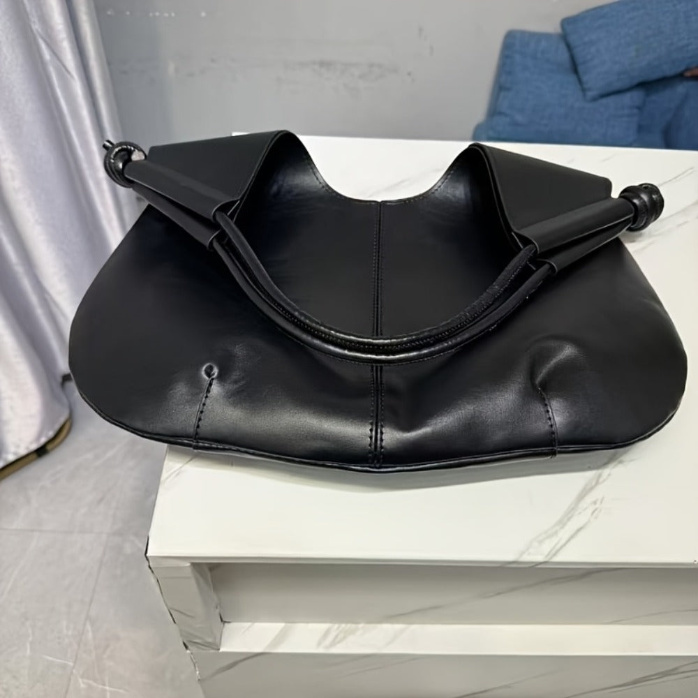 Black Tote - Stylish Large Capacity Shoulder Bag/Tote Bag/clutch Bag With Magnetic Closure And Wrist Strap, Retro Simple Design, Perfect For Daily Commute, Travel And Fitness, Perfect Gift For Girls
