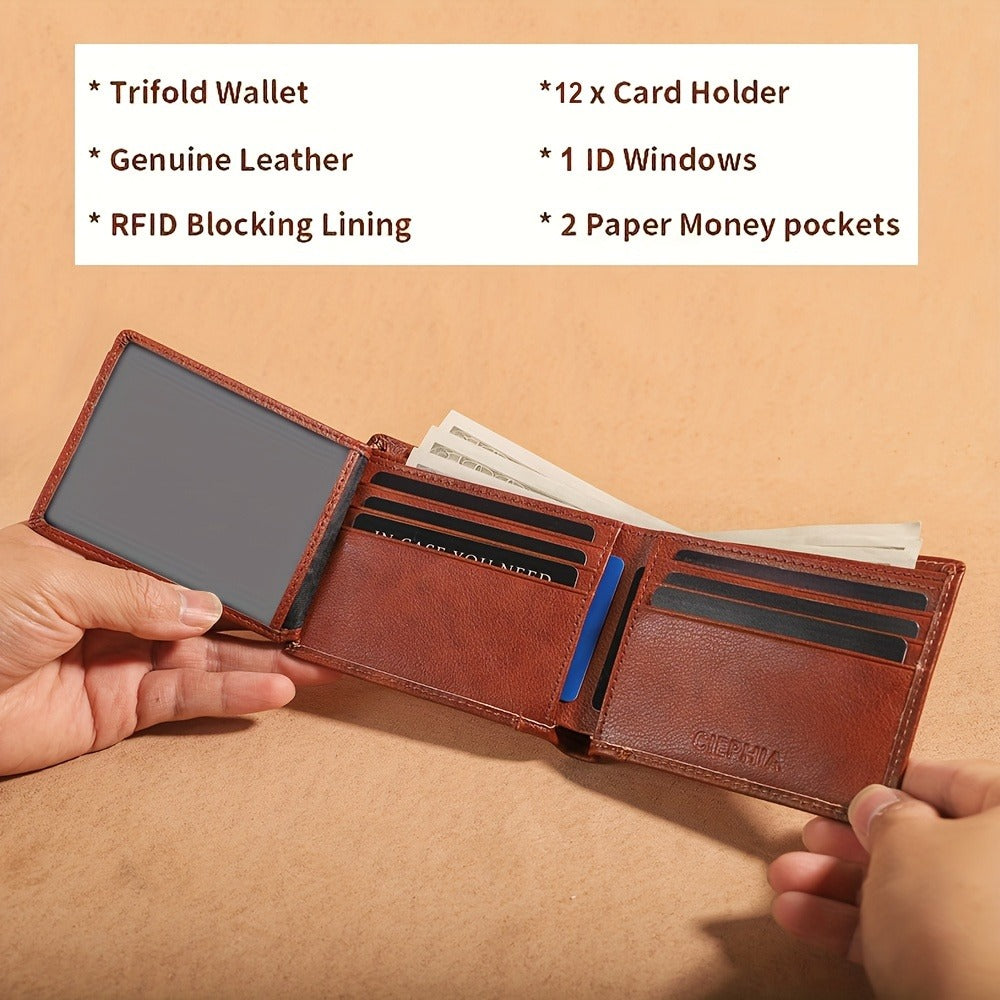 Men's Wallet – RFID Blocking, Full Grain Leather Trifold Rfid | Bag Vero – detail view 17