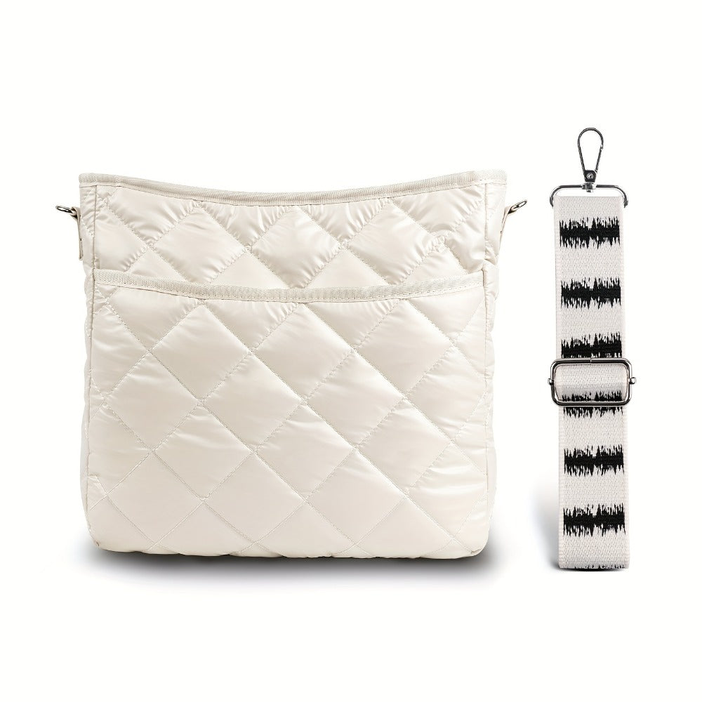 Lychii Quilted Crossbody Bag, Puffer Shoulder Bag, Tote Bag with Zipper, Fashion Quilted Ladies Handbag