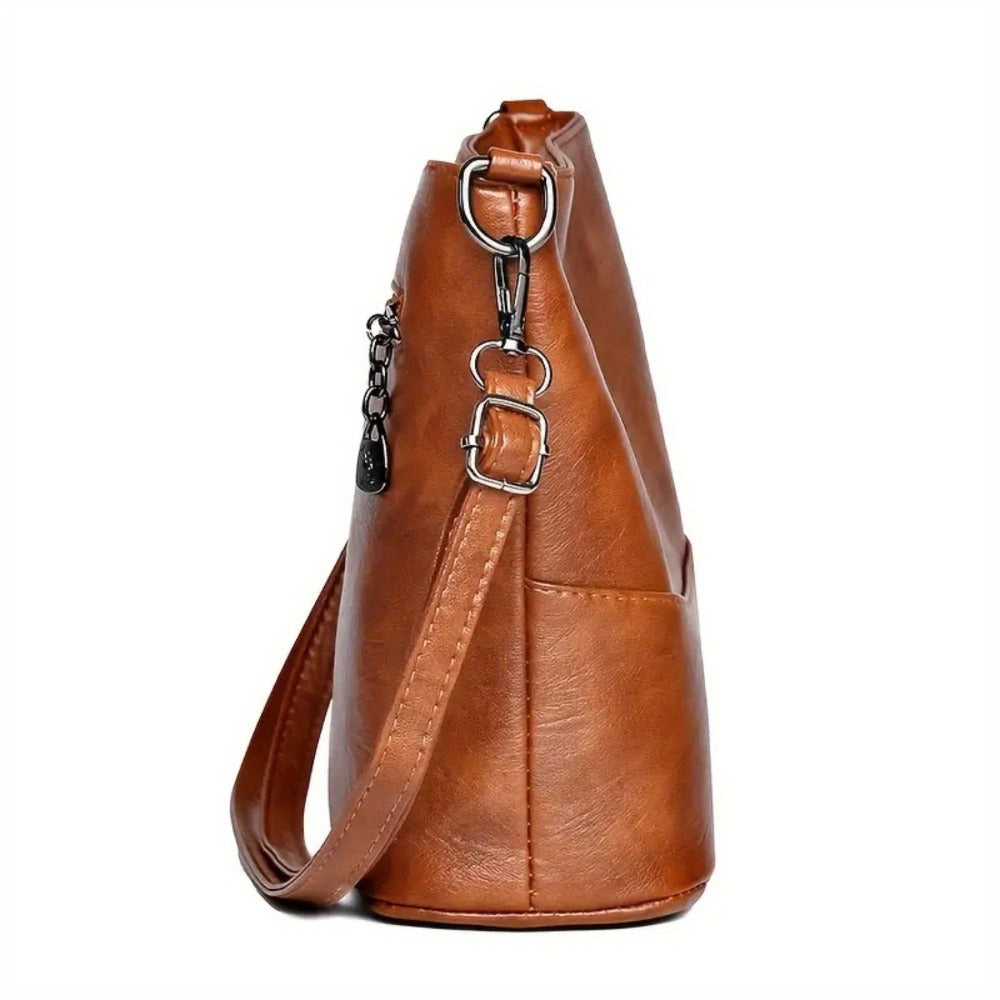 Retro-style Fashionable and Spacious Ladies' Shoulder Bag - A Soft Shoulder Bag with an Adjustable Strap, Zipper Closure and Multiple Pockets - Lightweight and Stylish Design, a Perfect Travel Bag for Daily Leisure, Commuting and Shopping, a Retro-st