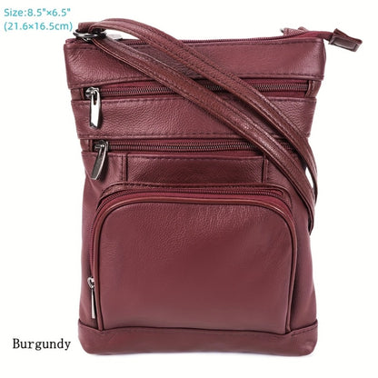 Genuine Leather Shoulder Bag, Adjustable Shoulder Strap Messenger Bag, Fashionable Handheld Design, Multifunctional Smartphone Storage Bag