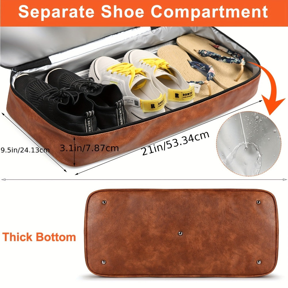 Overnight Bags for Women, Large Travel Duffel Bag Carry On Bag for Airplanes Weekender Bag for Women with High Quality Shoes Compartment & Pockets, Men Travel Business Essential Toiletry Gift 3pcs