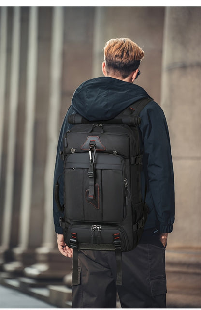 Travel Backpack, Portable Backpack, Large Capacity Duffel Bag Men's Outdoor Expandable Convertible Boarding Duffel Backpack, Black 21.13gal Hiking Bag, Fit 17 Inch Laptop, Suitable for Outdoor Travel Work Business