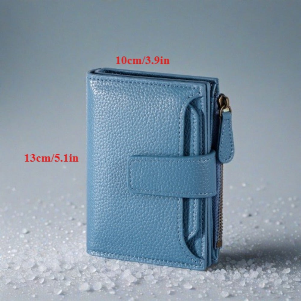 1pc Women's RFID Blocking Bifold Wallet - Compact Soft Card Holder with Zipper Coin Pocket & 4 ID Windows, Small Slim Minimalist Purse for Women