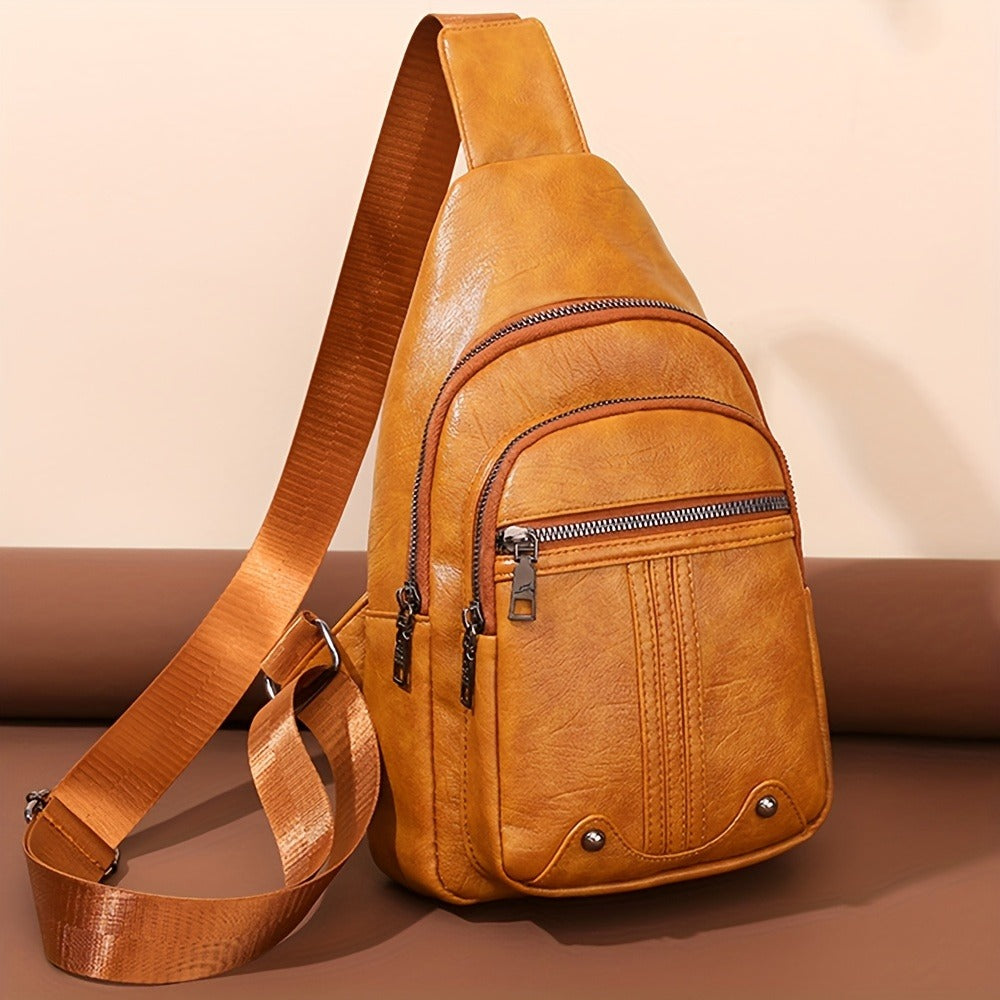Sling Bag – for Travel & Everyday Use, Faux Leather Retro Chest Sling | Bag Vero – detail view 13