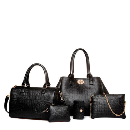 5pcs Set PU Elegant Crocodile Embossed Women'S Tote Bag Set, Large Capacity Women'S Shoulder Bag, Crossbody Bag, Expandable Handbag, High Cost-Effectiveness, Suitable As A Gift