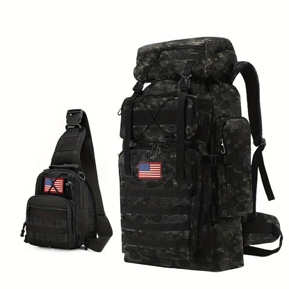 Tactical Outdoor Backpack Unisex, 21.13gal Large Capacity Molle System Rucksack, Multi - Pocket Camping Backpack with Durable 600D Fabric, Ideal for Hiking, Camping, Outdoor Adventures