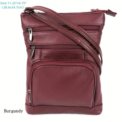 Genuine Leather Shoulder Bag, Adjustable Shoulder Strap Messenger Bag, Fashionable Handheld Design, Multifunctional Smartphone Storage Bag