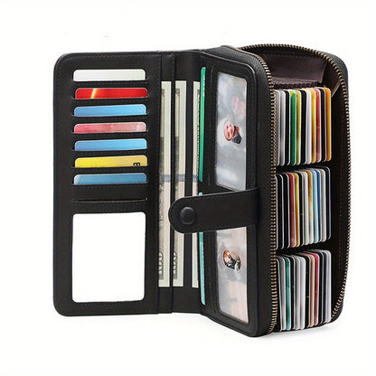 Wallets for Women, RFID Blocking Large Capacity Wristlet Clutch with 45 Card Slots & Zipper Pocket, Detachable Strap Handbag, Gift for Office Workers & Travelers