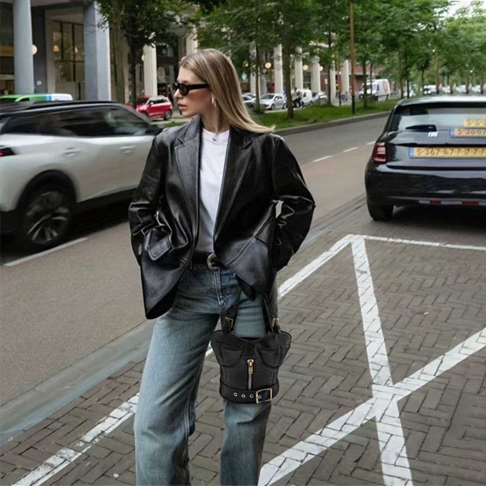 Hot Hot Bags in Europe And America, Fashion Trend Designer Catwalk Handbags, Dark Punk Zipper Bags, Creative Shape Small Bags, Hand-Carrying Coin Wallets, Factory Supplies, High Quality