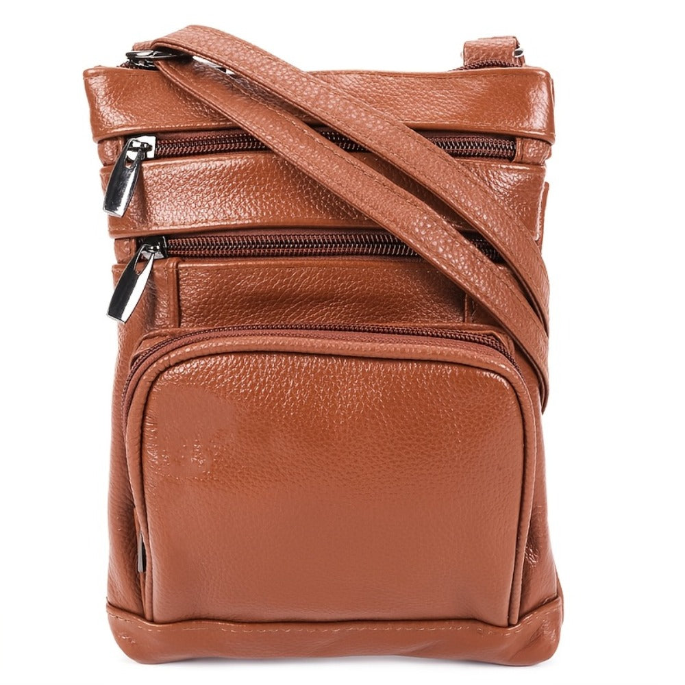 1pc Premium Genuine Leather Shoulder Bag, Crossbody Bags for Women, Organizer And Smartphone Compartments, Fashionable Handbag with Wallet, Adjustable Shoulder Strap