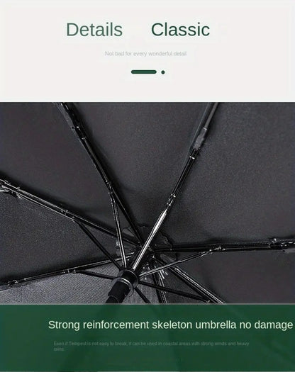 Large Folding Umbrella in a Solid Color, Featuring Outstanding, Lightweight And Waterproof Design, And Automatic Open And Close Functionality, Suitable for Both Men And Women