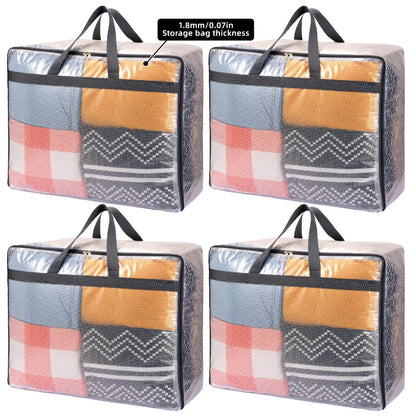 TOMNK 4/8 Pack Comforter Storage Bags, 19.81gal Extra Large Storage Bags, Clear Storage Bags with Zipper, 23.6*20*10in, Moving Bags, Storage Bags for Clothes, Blankets, Comforter, Pillows And Other Daily Products