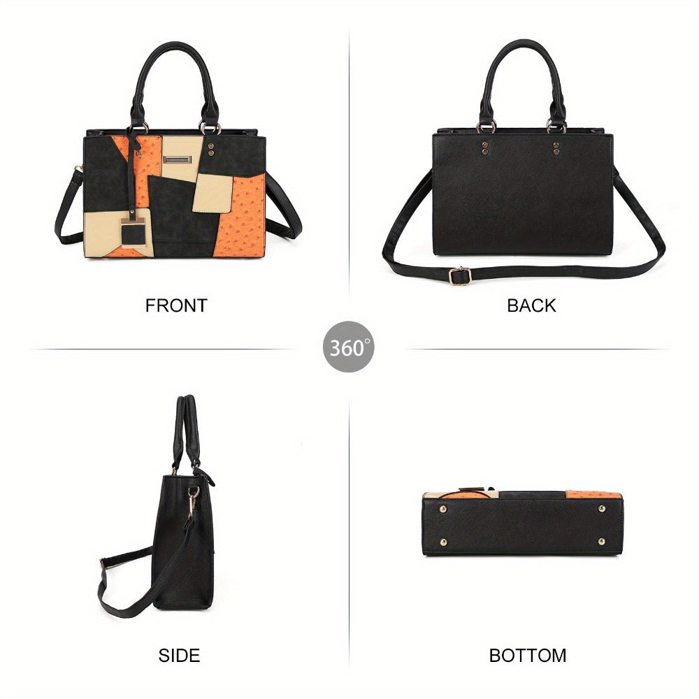 New Fashion Large Capacity Splicing Color Handbag Casual All Fashion Women'S Single Shoulder Crossbody Bag