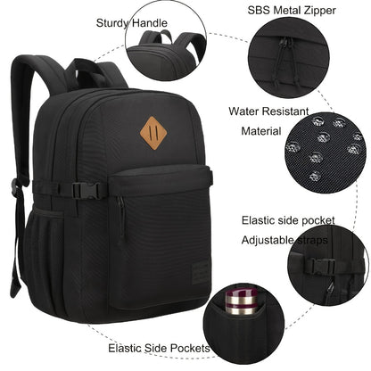 Lightweight Casual Backpack for Men And Women, Large Backpack for School Boys And Girls, Laptop Compartment(Black)