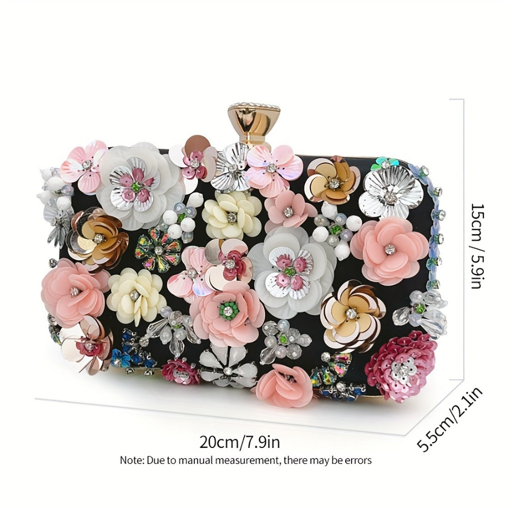 Flower bag single shoulder crossbody bag cheongsam bag fairy hand-held bag banquet bag bridesmaid bride small square bag