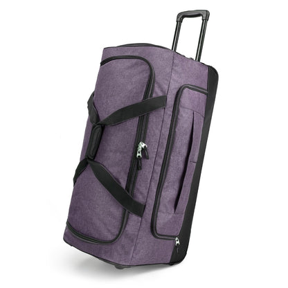 Pacific Gear Keystone 30" Polyester Upright Rolling Duffel Bag | Large Capacity, Lightweight, Retractable Handle & Recessed Wheels | Navy, Bright Red, Black, Grey, Purple, Olive - for Sports, Long Trips, & Camping