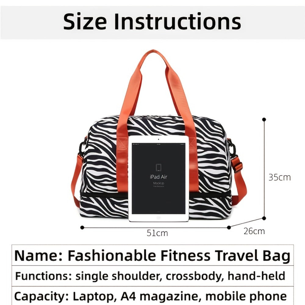 Business Short Trip Outdoor Leopard Print Sports Fitness Trendy Cow Pattern Women's Handbag Leopard Print Holiday Gift Bag Shoes Travel Yoga