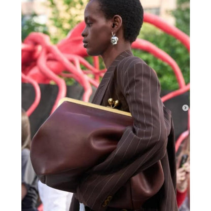 Luxury-inspired, Niche-design Large Clasp-closure Clutch Bag-spacious, Stylish, and Versatile. Metal-framed Evening Clutch-perfect for Birthdays and Holidays.