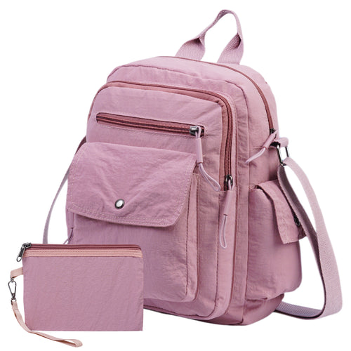 Backpack for Women – 2 Piece, Nylon, Quilted, Lightweight – front view