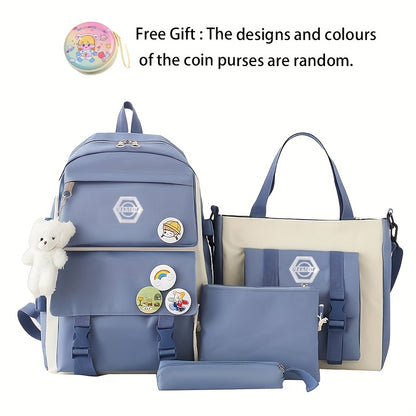 Backpack for Women – 4-Piece, Canvas, for Travel & School – detail view 2