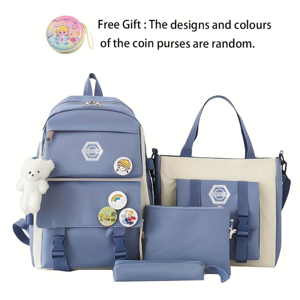 Backpack for Women – 4-Piece, Canvas, for Travel & School – detail view 10