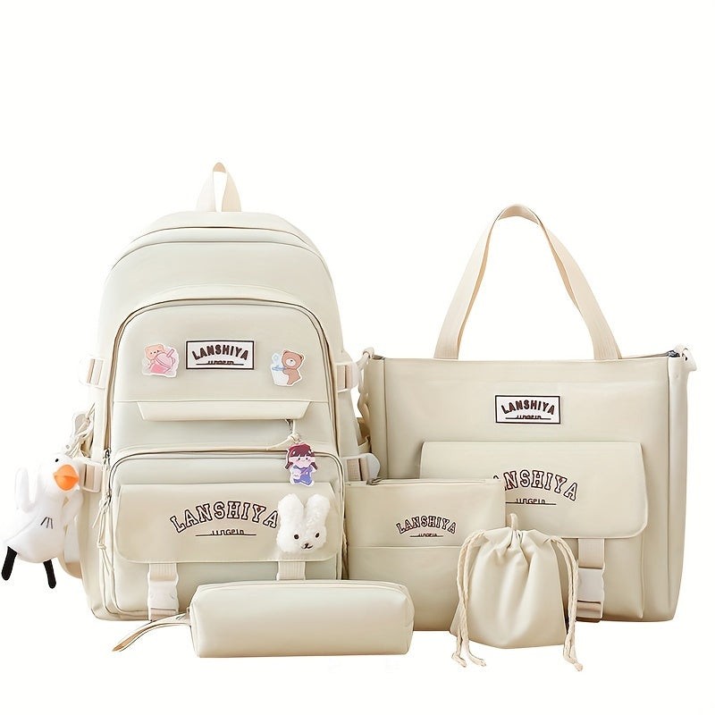 Backpack for Women – 5 Piece, Large Capacity, for School – detail view 2