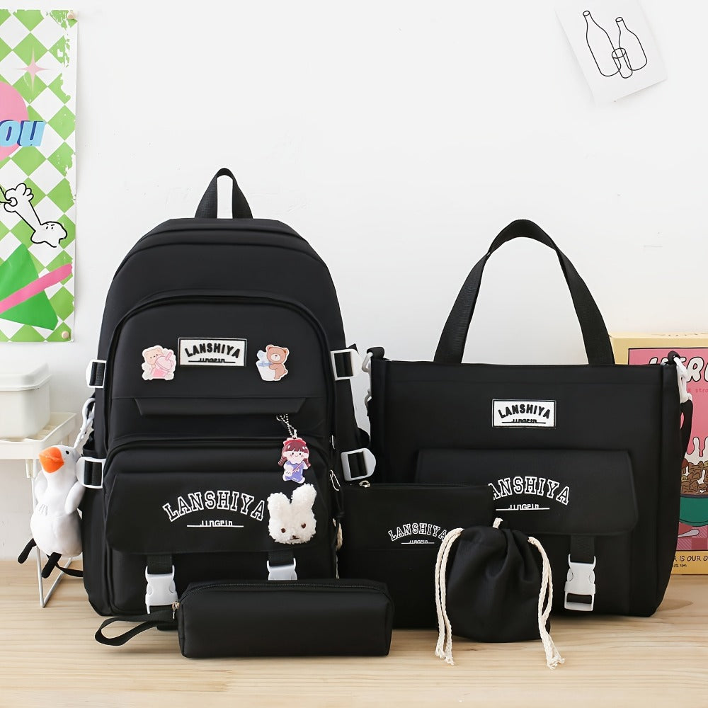 Backpack for Women – 5 Piece, Large Capacity, for School – detail view 16