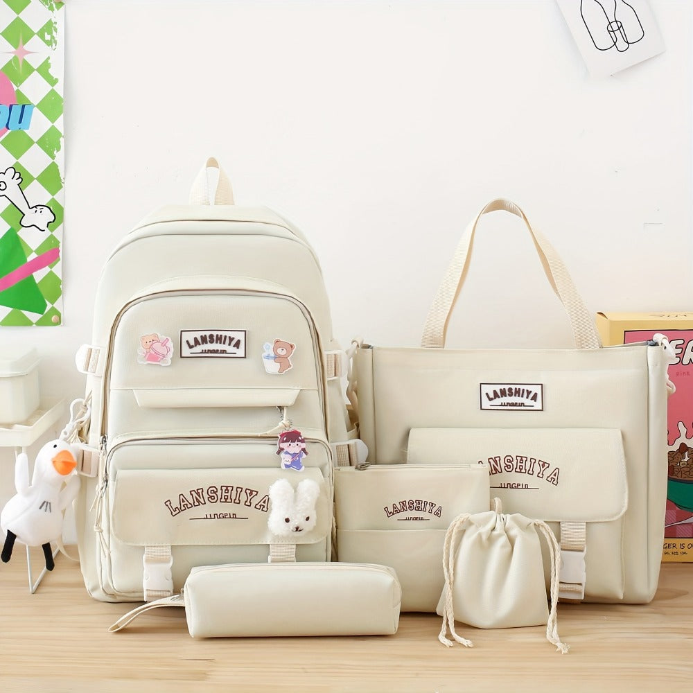 Backpack for Women – 5 Piece, Large Capacity, for School – detail view 18