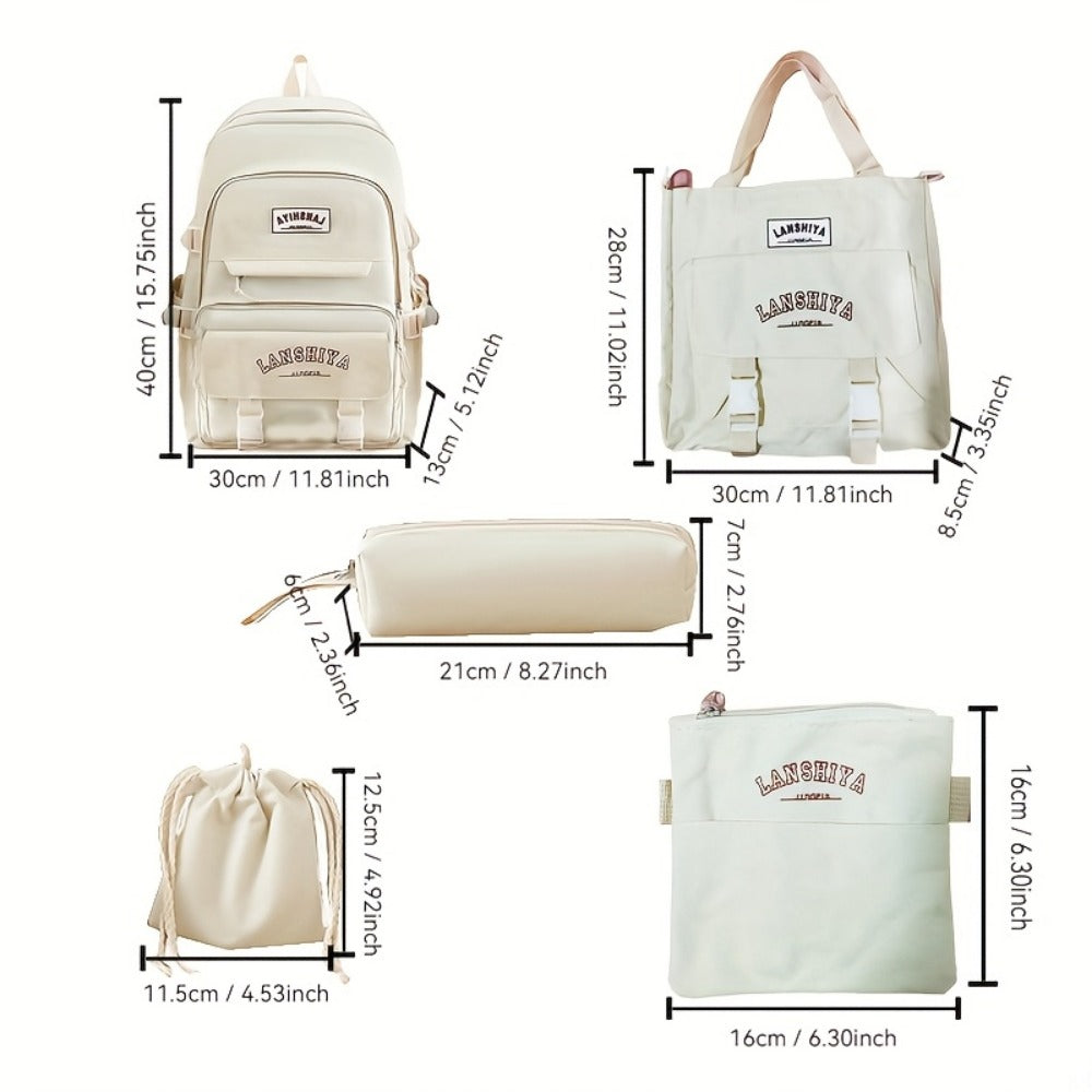 Backpack for Women – 5 Piece, Lightweight, Large Capacity, for School – detail view 7