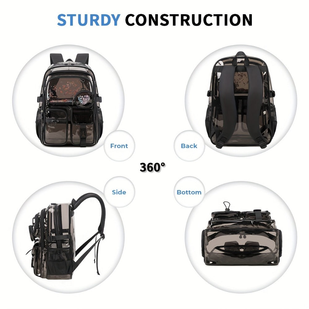 Backpack for Women – Clear, Large Capacity, Transparent, for Travel & School – detail view 7