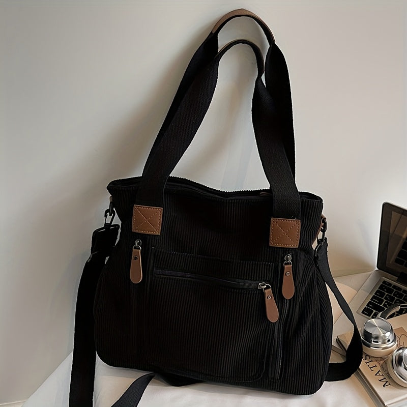 Backpack for Women – Corduroy, Large Capacity, Multi-Pocket, Adjustable Strap – detail view 25