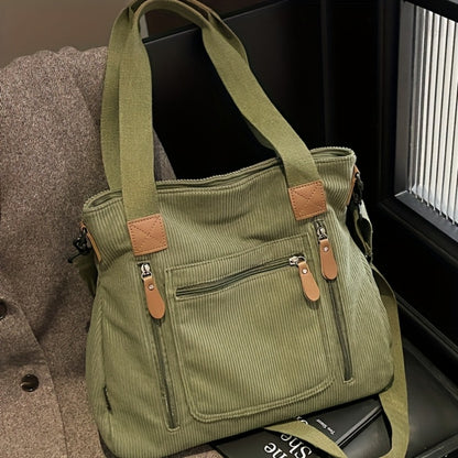 Backpack for Women – Corduroy, Large Capacity, Multi-Pocket, Adjustable Strap – detail view 19