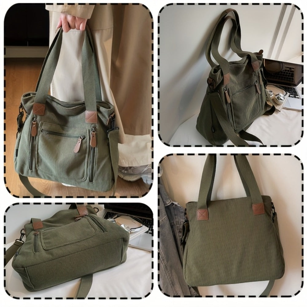 Backpack for Women – Corduroy, Large Capacity, Multi-Pocket, Adjustable Strap – detail view 21