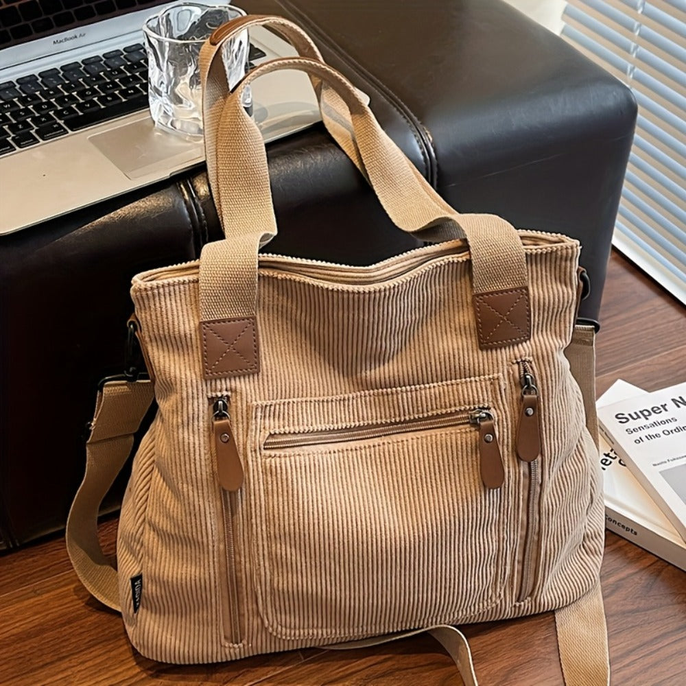 Backpack for Women – Corduroy, Large Capacity, Multi-Pocket, Adjustable Strap – detail view 22