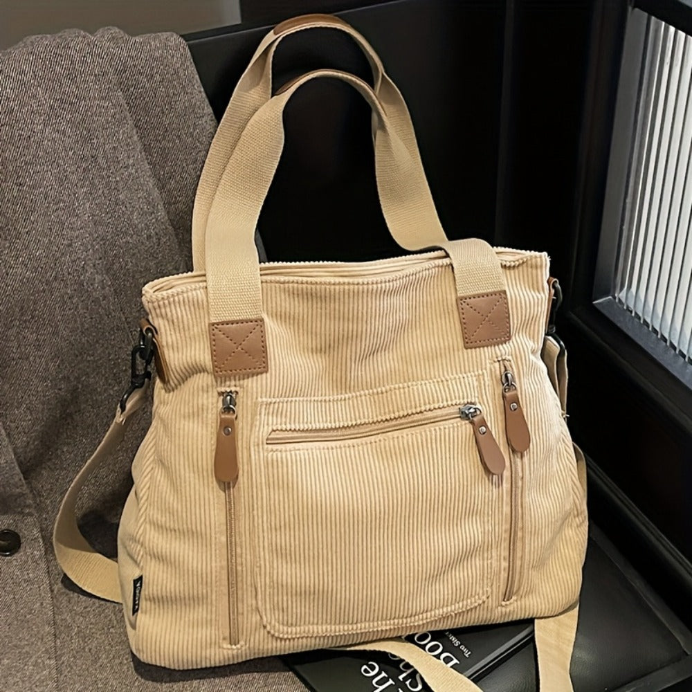 Backpack for Women – Corduroy, Large Capacity, Multi-Pocket, Adjustable Strap – detail view 23