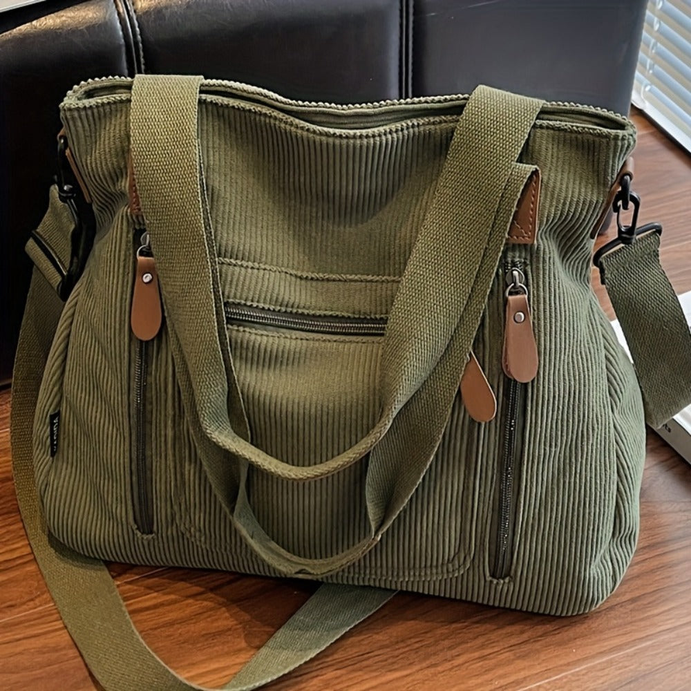 Backpack for Women – Corduroy, Large Capacity, Multi-Pocket, Adjustable Strap – detail view 3