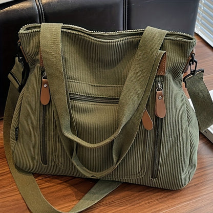 Backpack for Women – Corduroy, Large Capacity, Multi-Pocket, Adjustable Strap – detail view 3