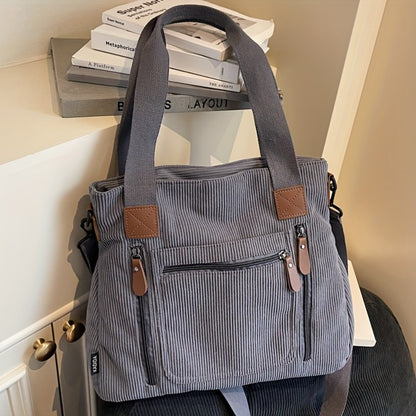 Backpack for Women – Corduroy, Large Capacity, Multi-Pocket, Adjustable Strap – detail view 5