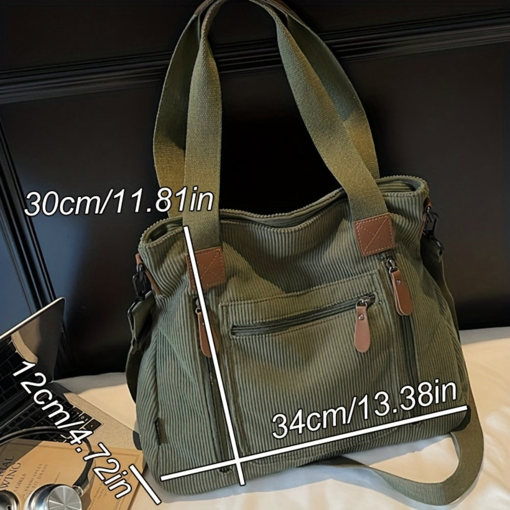 Backpack for Women – Corduroy, Large Capacity, Multi-Pocket, Adjustable Strap – detail view 7