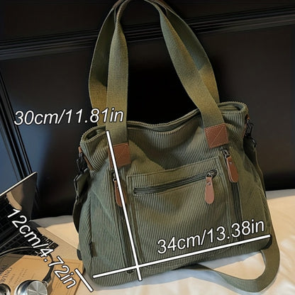Backpack for Women – Corduroy, Large Capacity, Multi-Pocket, Adjustable Strap – detail view 7