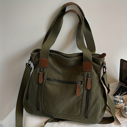 Backpack for Women – Corduroy, Large Capacity, Multi-Pocket, Adjustable Strap – detail view 27