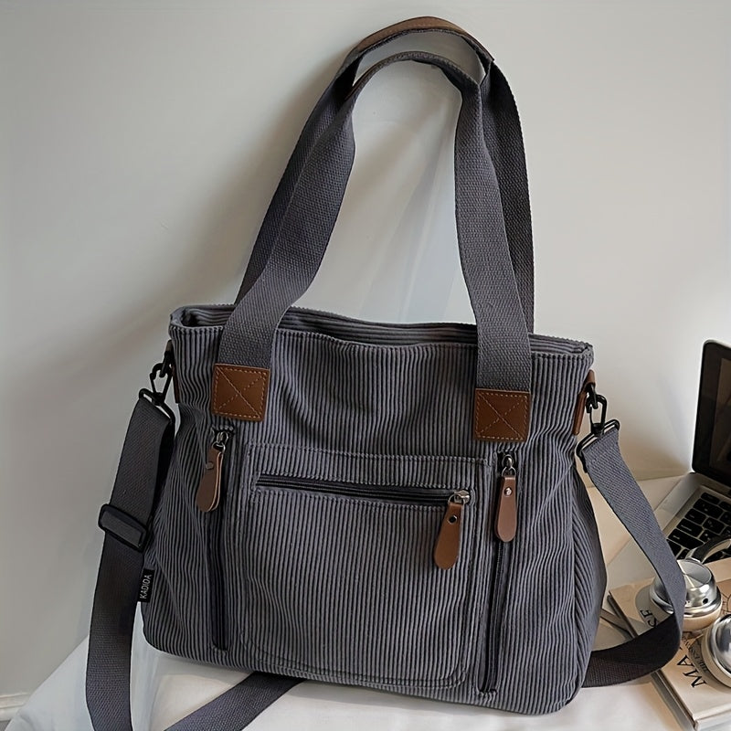 Backpack for Women – Corduroy, Large Capacity, Multi-Pocket, Adjustable Strap – detail view 26