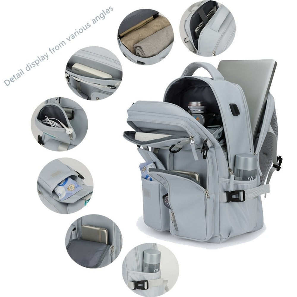 Backpack for Women – Nylon, Lightweight, Trolley Sleeve, for Travel & Work – detail view 18