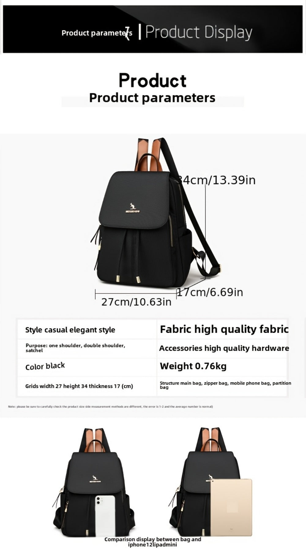 Backpack for Women – Nylon, Polyester, Lightweight, for Travel & Work – detail view 16